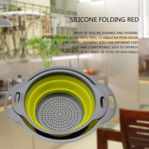 Set Silicone Kitchen Vegetable And Fruits Washing Drying Folding Rack Strainer Holder
